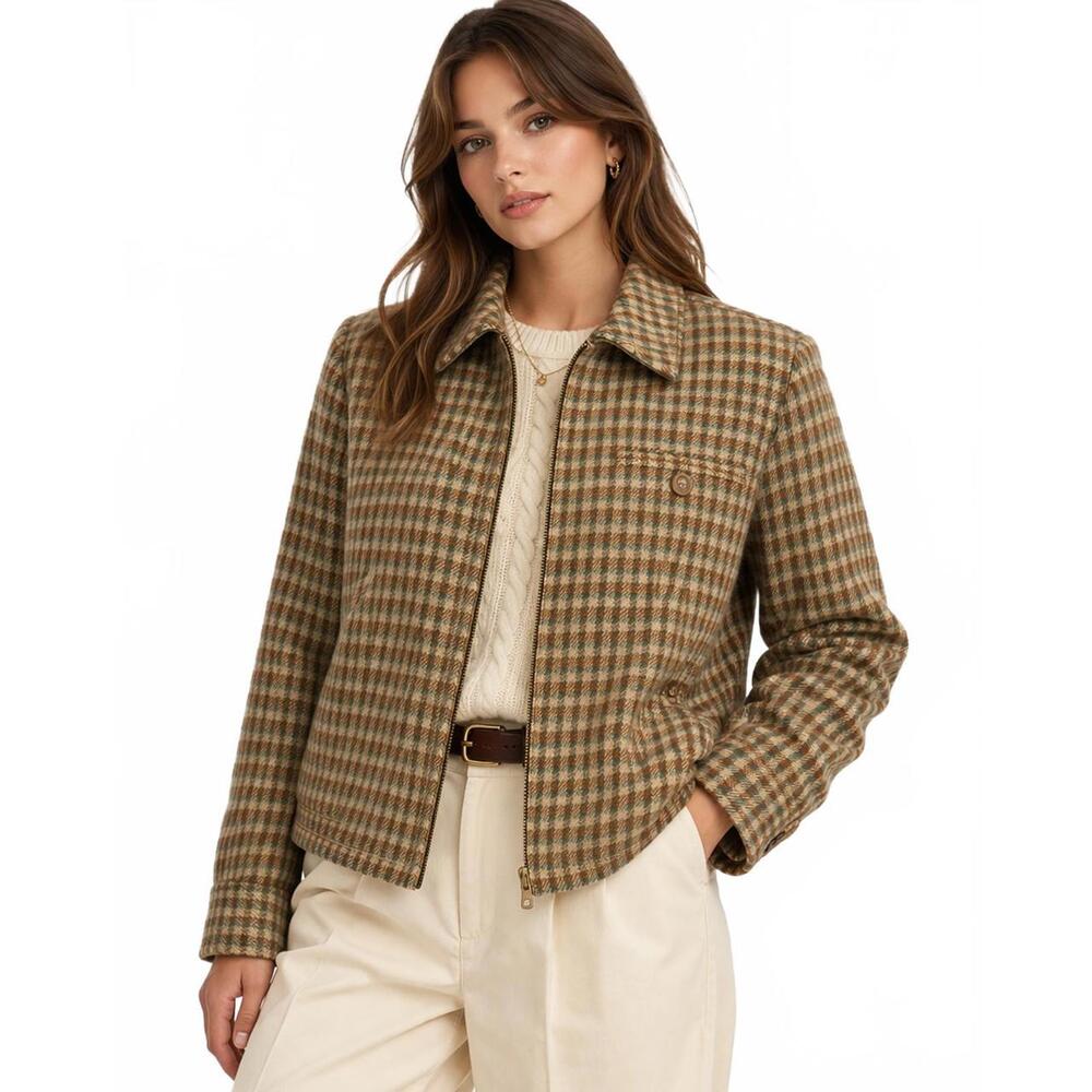 Woolrich Plaid Zip-Up Jacket Women’s Small - Vintage Jacket Neutral Earth Tones